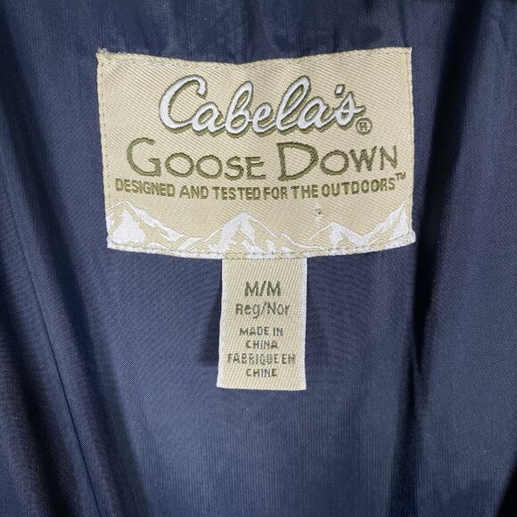 Cabela's 650 Fill Goose Down Puffer Jacket Size M Quilted Winter Coat Navy Black - Picture 2 of 13